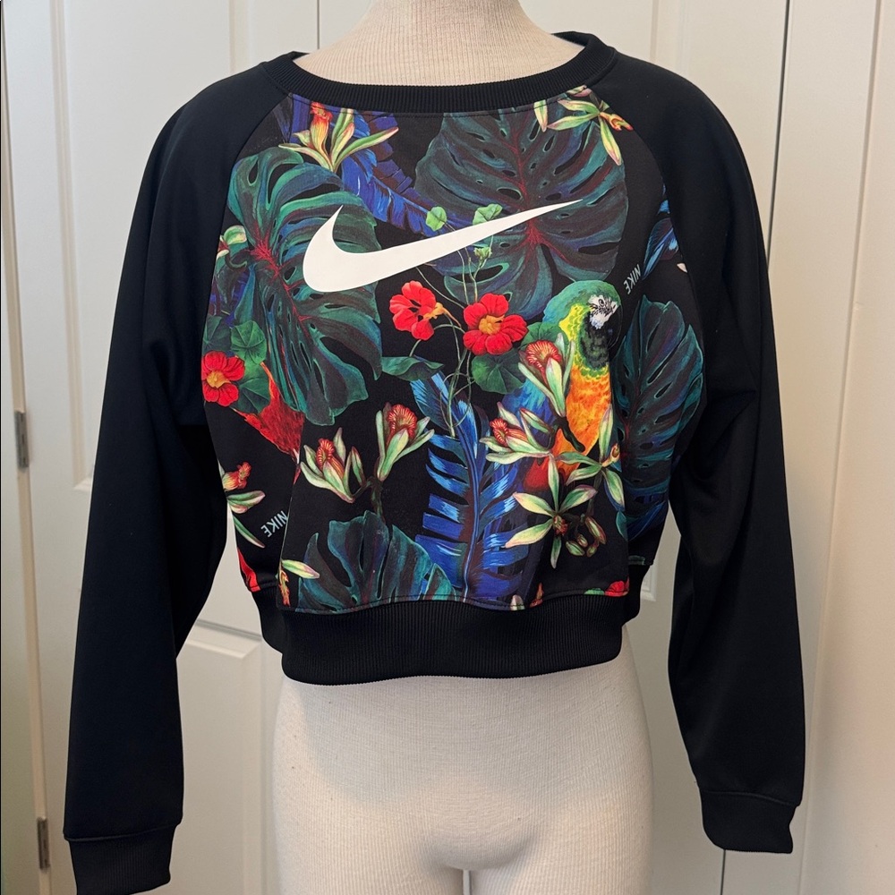 Nike Black Sweatshirt with Tropical Print